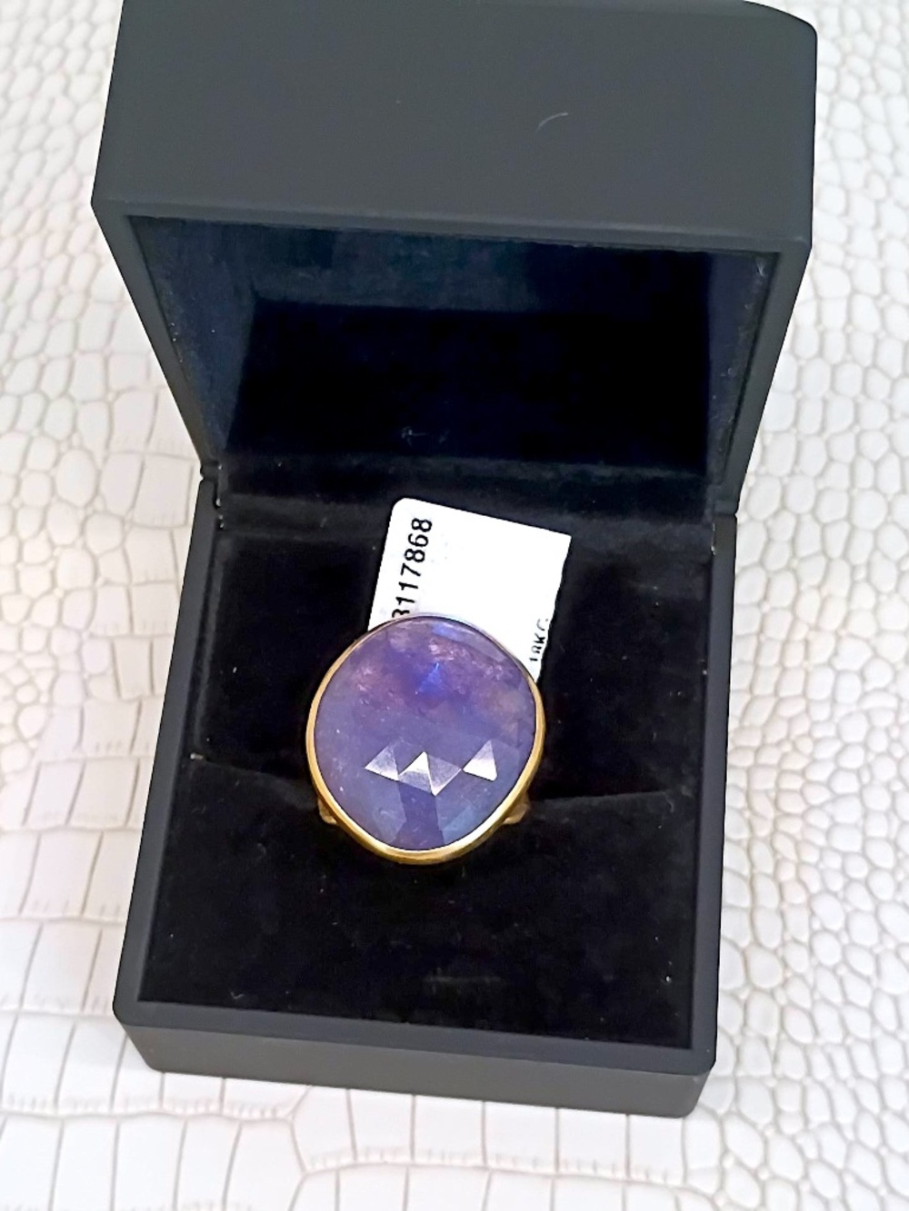 🔥 New 18K Yellow Gold Large Purple Chalcedony Cabochon NWT (ONE OF A KIND)